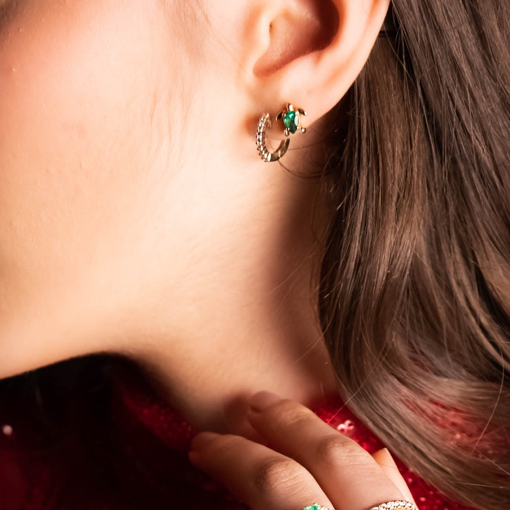 Small green turtle earrings